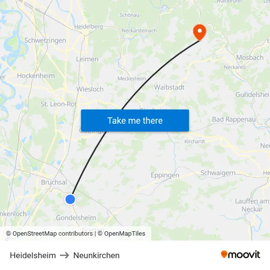 Heidelsheim to Neunkirchen map
