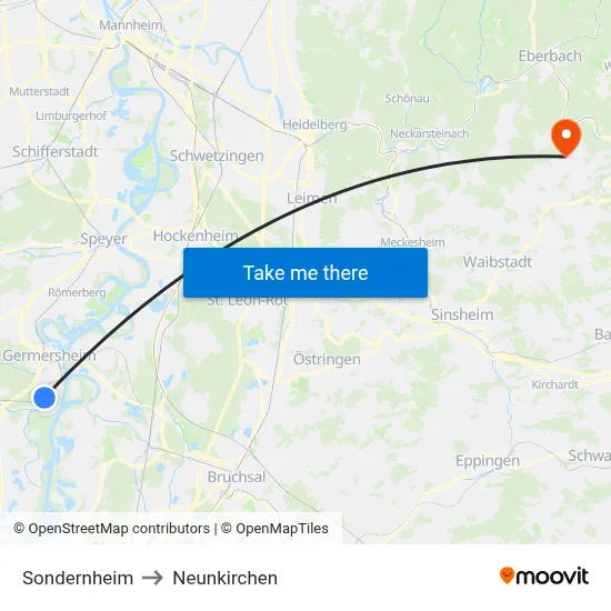 Sondernheim to Neunkirchen map