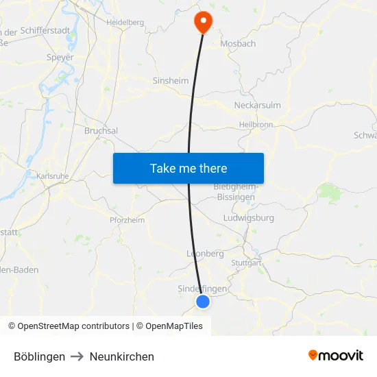 Böblingen to Neunkirchen map