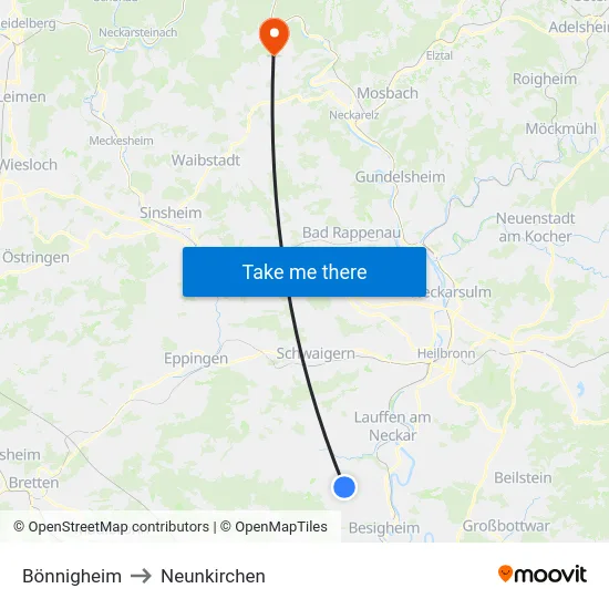 Bönnigheim to Neunkirchen map