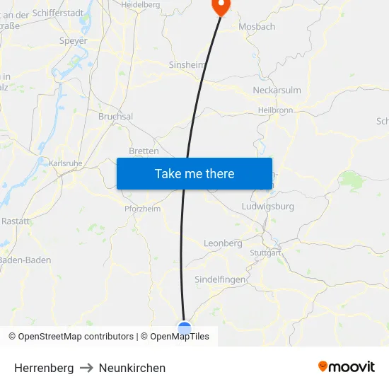 Herrenberg to Neunkirchen map