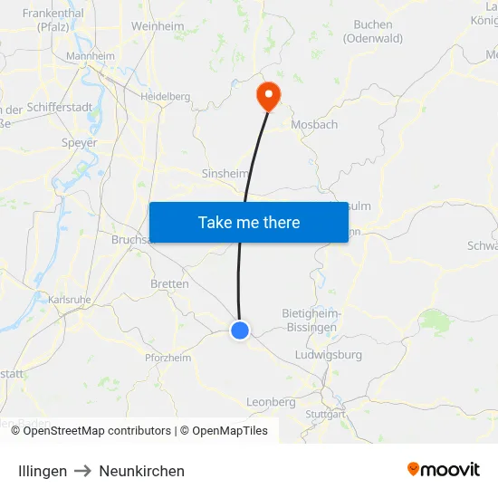 Illingen to Neunkirchen map