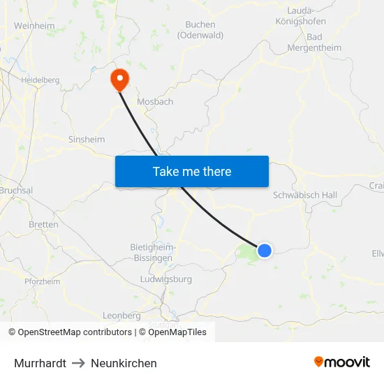 Murrhardt to Neunkirchen map