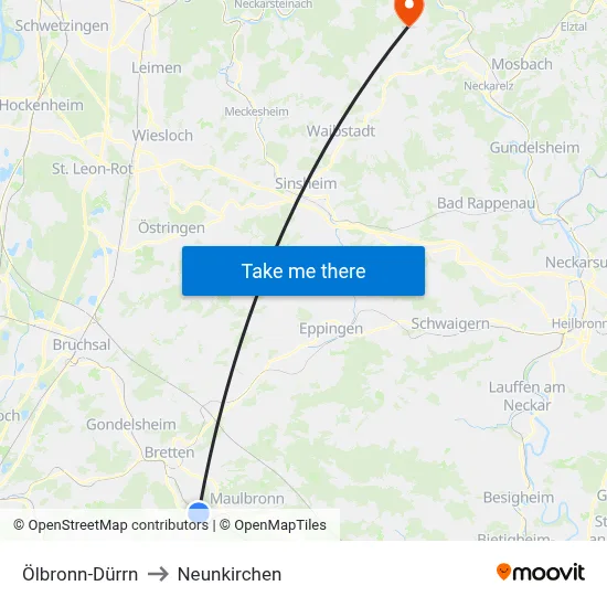 Ölbronn-Dürrn to Neunkirchen map