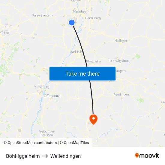 Böhl-Iggelheim to Wellendingen map