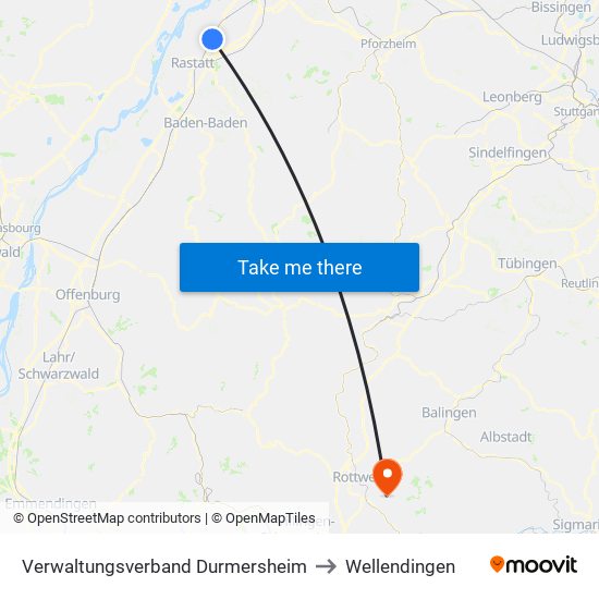 Verwaltungsverband Durmersheim to Wellendingen map