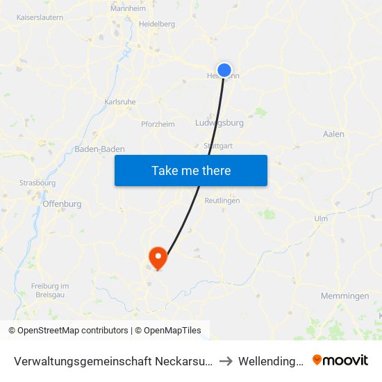 Verwaltungsgemeinschaft Neckarsulm to Wellendingen map
