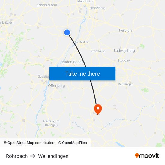 Rohrbach to Wellendingen map