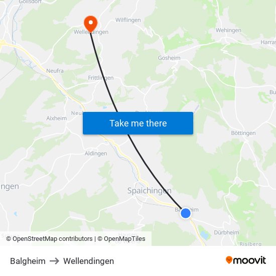 Balgheim to Wellendingen map