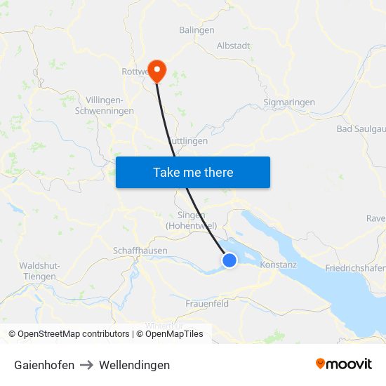 Gaienhofen to Wellendingen map