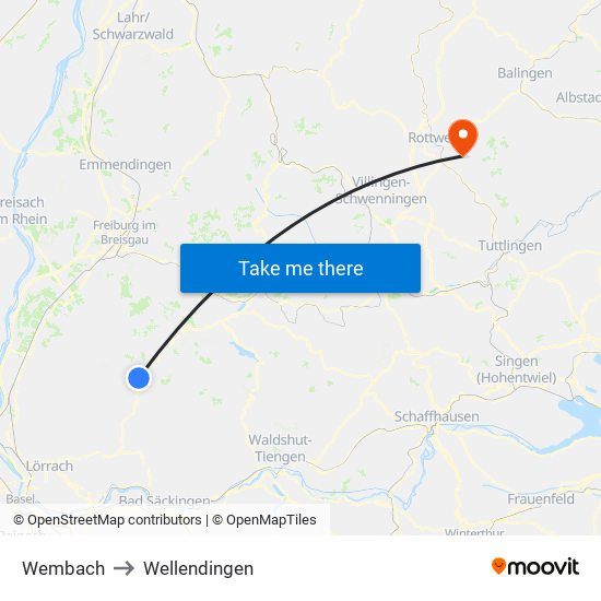 Wembach to Wellendingen map