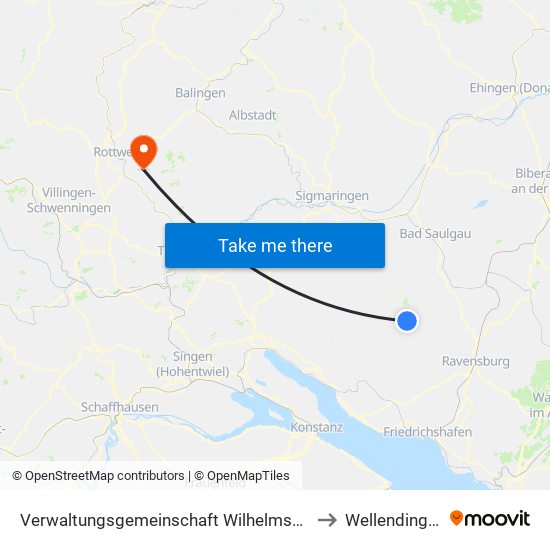 Verwaltungsgemeinschaft Wilhelmsdorf to Wellendingen map