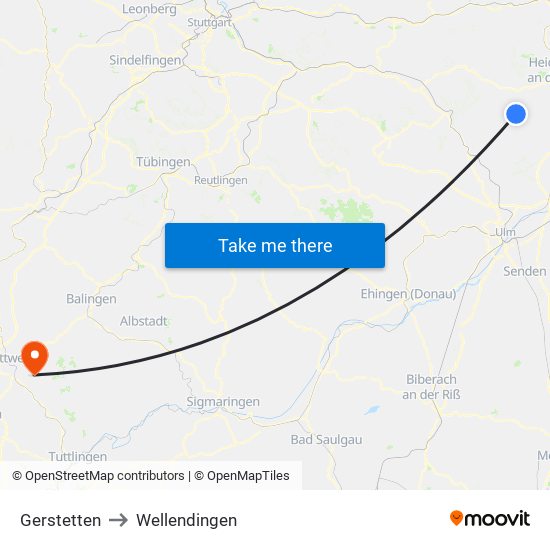 Gerstetten to Wellendingen map
