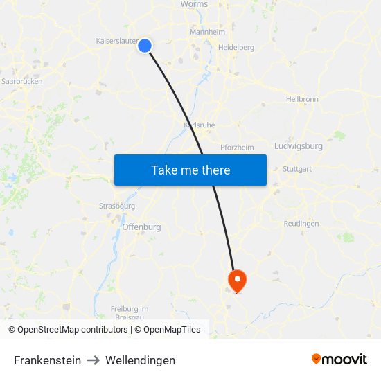 Frankenstein to Wellendingen map