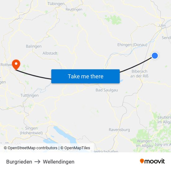 Burgrieden to Wellendingen map