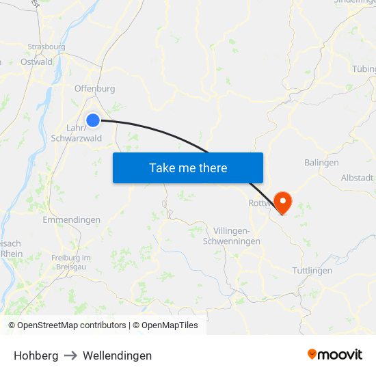 Hohberg to Wellendingen map