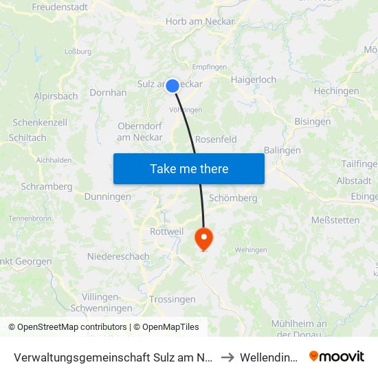 Verwaltungsgemeinschaft Sulz am Neckar to Wellendingen map