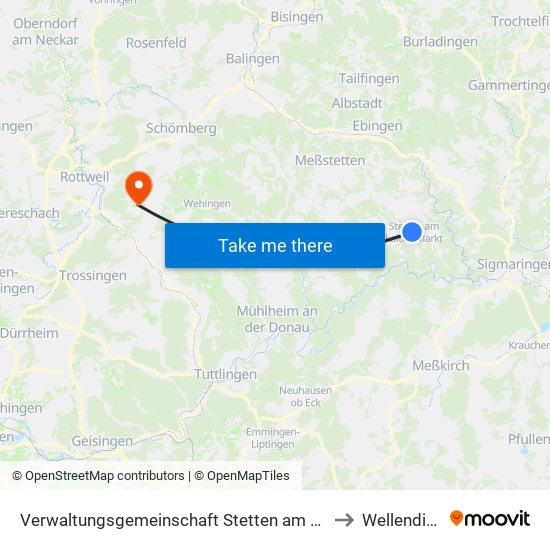 Verwaltungsgemeinschaft Stetten am Kalten Markt to Wellendingen map