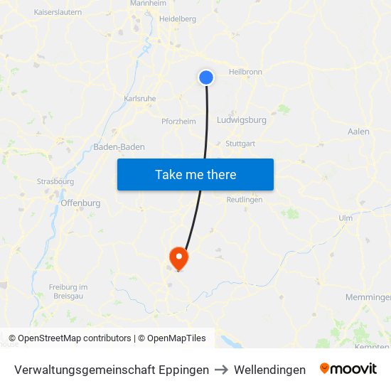 Verwaltungsgemeinschaft Eppingen to Wellendingen map