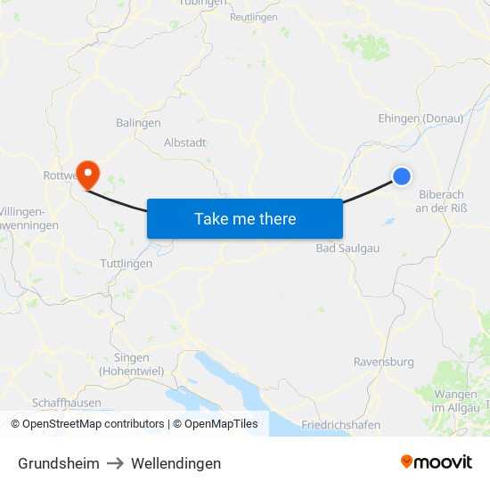 Grundsheim to Wellendingen map