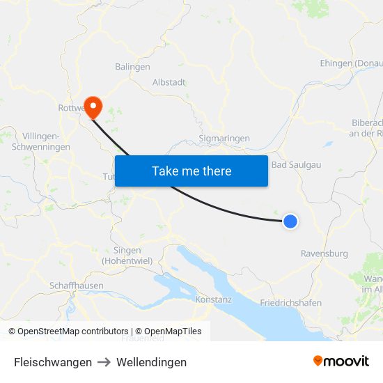 Fleischwangen to Wellendingen map