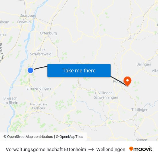 Verwaltungsgemeinschaft Ettenheim to Wellendingen map