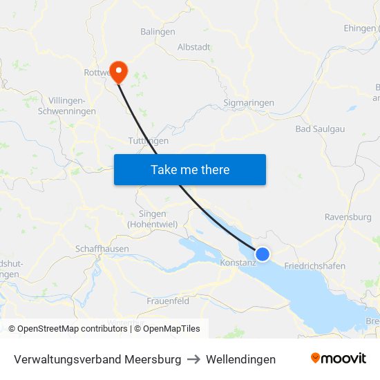 Verwaltungsverband Meersburg to Wellendingen map