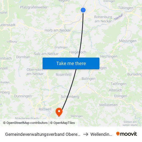 Gemeindeverwaltungsverband Oberes Gäu to Wellendingen map