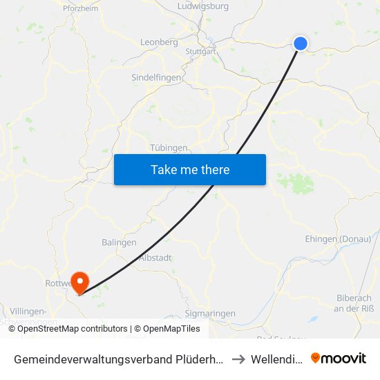 Gemeindeverwaltungsverband Plüderhausen-Urbach to Wellendingen map