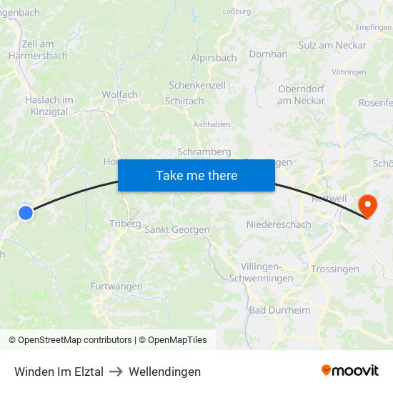 Winden Im Elztal to Wellendingen map