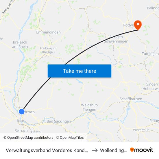 Verwaltungsverband Vorderes Kandertal to Wellendingen map