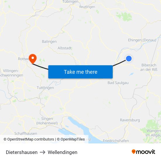 Dietershausen to Wellendingen map