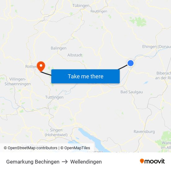 Gemarkung Bechingen to Wellendingen map