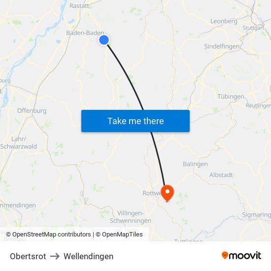 Obertsrot to Wellendingen map