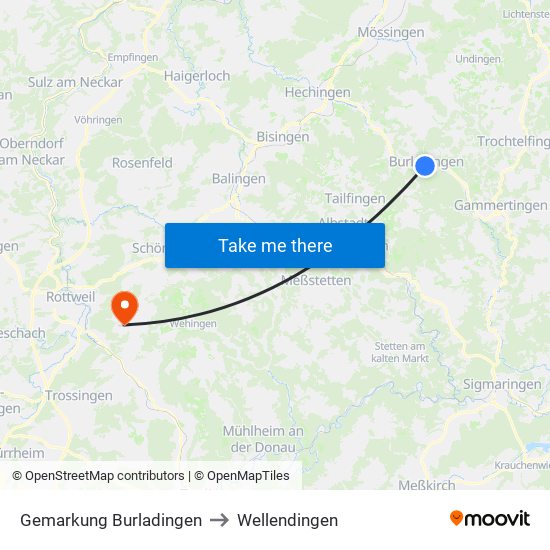 Gemarkung Burladingen to Wellendingen map