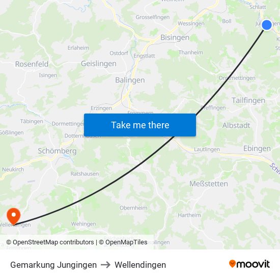 Gemarkung Jungingen to Wellendingen map