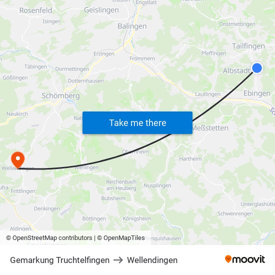 Gemarkung Truchtelfingen to Wellendingen map