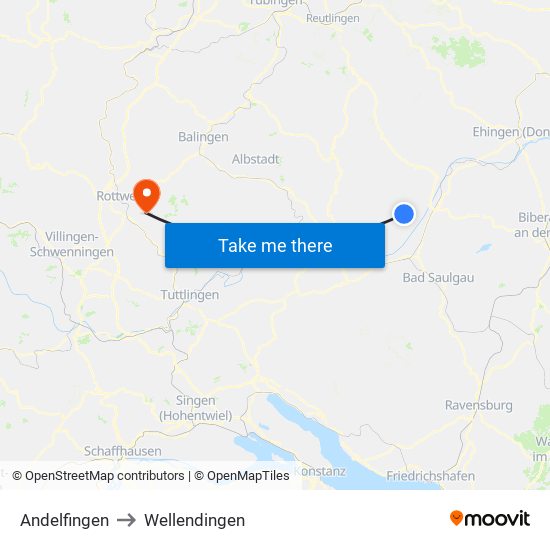 Andelfingen to Wellendingen map