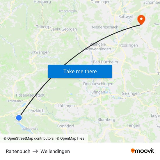 Raitenbuch to Wellendingen map