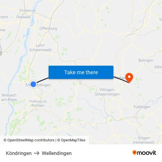 Köndringen to Wellendingen map