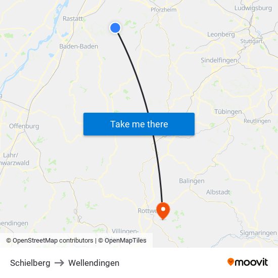 Schielberg to Wellendingen map