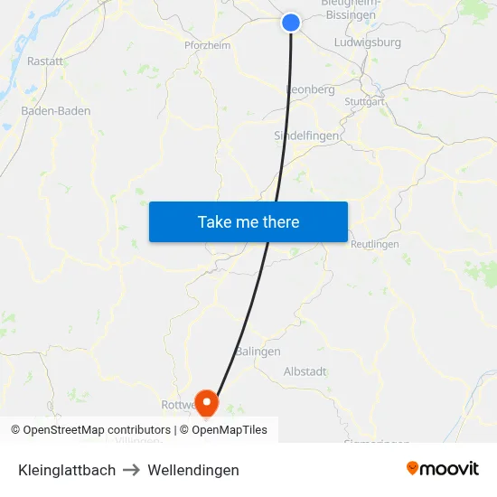 Kleinglattbach to Wellendingen map