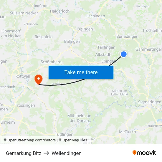 Gemarkung Bitz to Wellendingen map