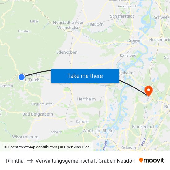 Rinnthal to Verwaltungsgemeinschaft Graben-Neudorf map