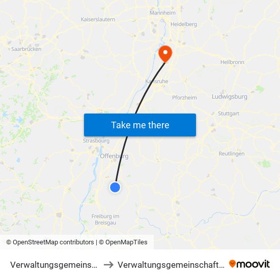 Verwaltungsgemeinschaft Seelbach to Verwaltungsgemeinschaft Graben-Neudorf map