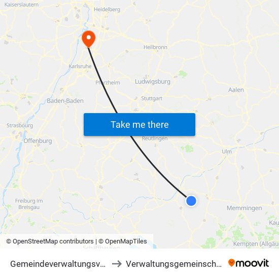 Gemeindeverwaltungsverband Bad Buchau to Verwaltungsgemeinschaft Graben-Neudorf map