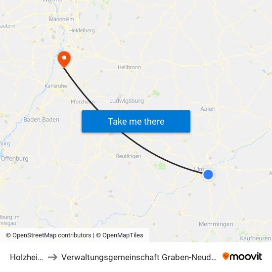 Holzheim to Verwaltungsgemeinschaft Graben-Neudorf map