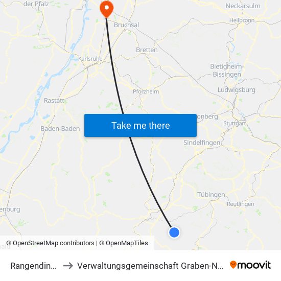 Rangendingen to Verwaltungsgemeinschaft Graben-Neudorf map