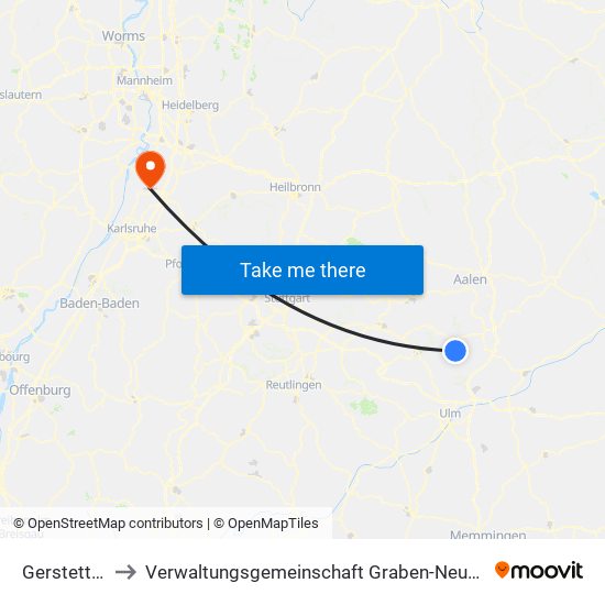 Gerstetten to Verwaltungsgemeinschaft Graben-Neudorf map