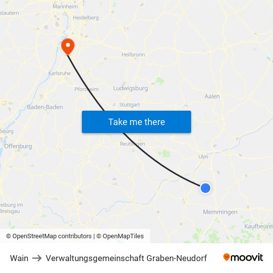 Wain to Verwaltungsgemeinschaft Graben-Neudorf map